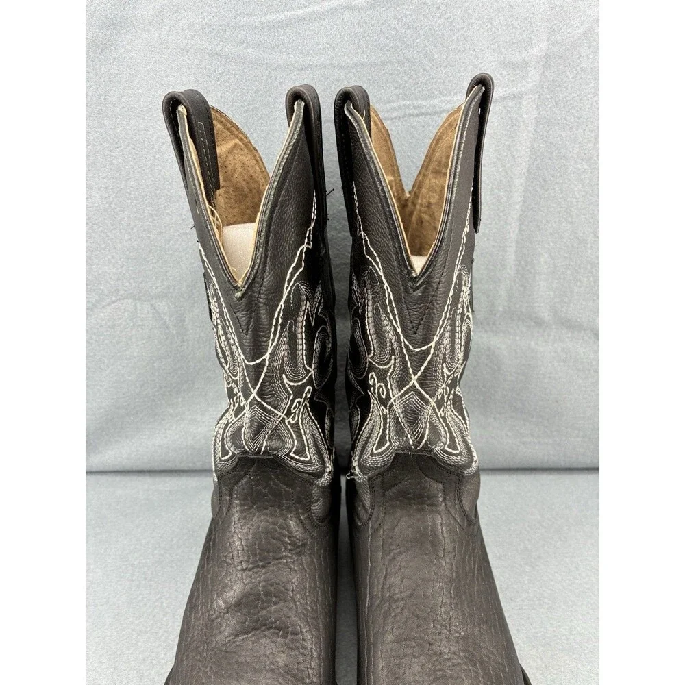 D’Alcala Handmade Black Leather Western Cowboy Boots Men’s 8.5 Square Toe Mexico